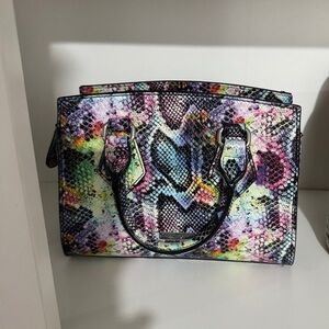 Aldo Colorful Snake Print Satchel
